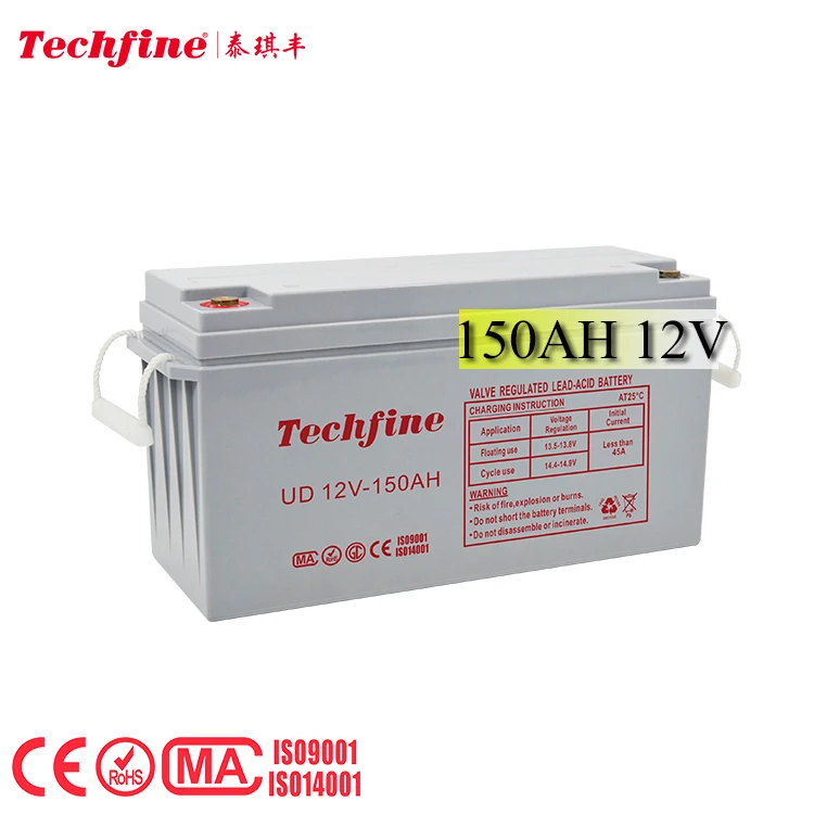 Techfine Hot Sale High Quality 12V 150AH AGM Lead Acid Back Up Energy UPS Power System Battery