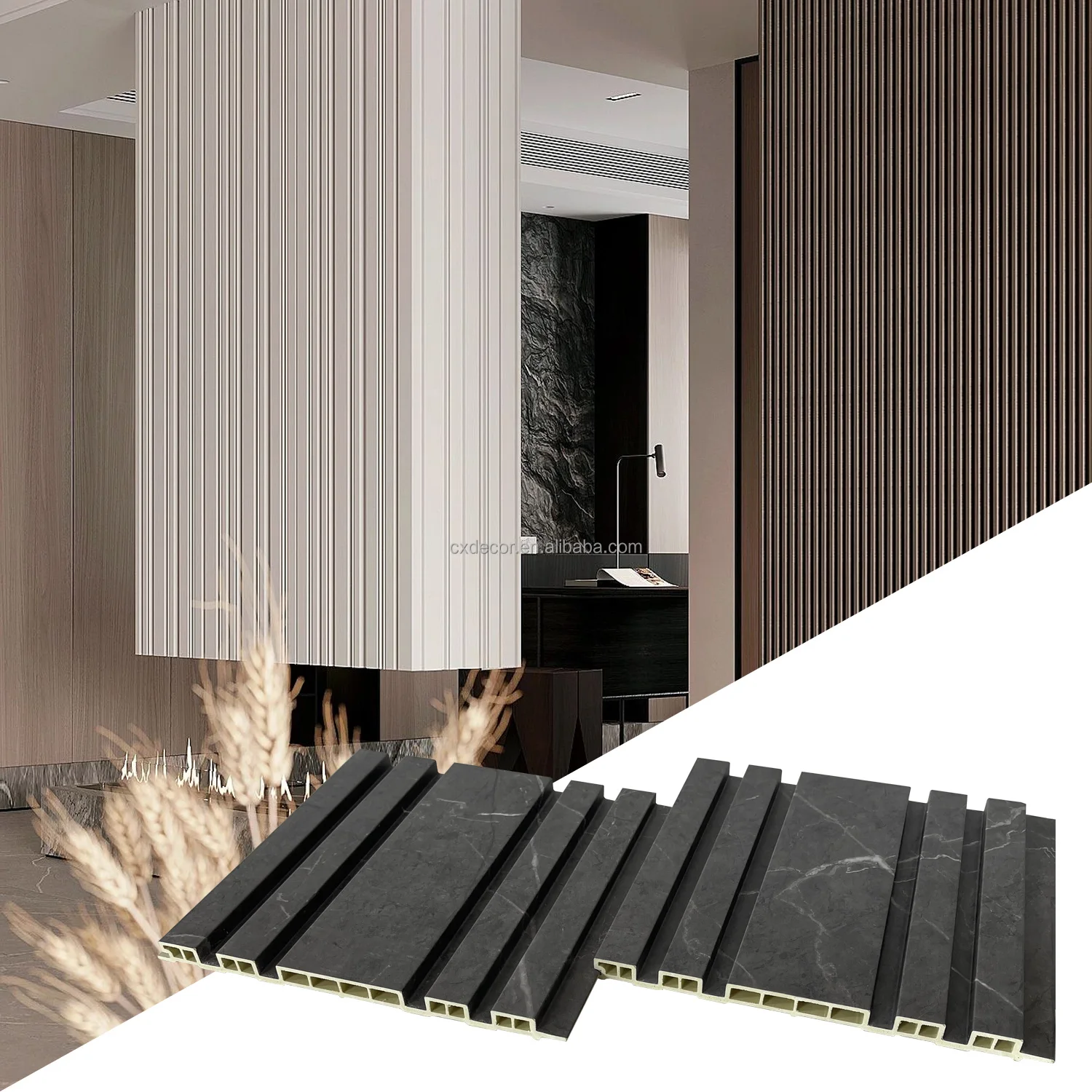 Manufacturer Decoration Covering Fluted Wall Cladding Waterproof Interior PVC Slat Wall Panel for Store