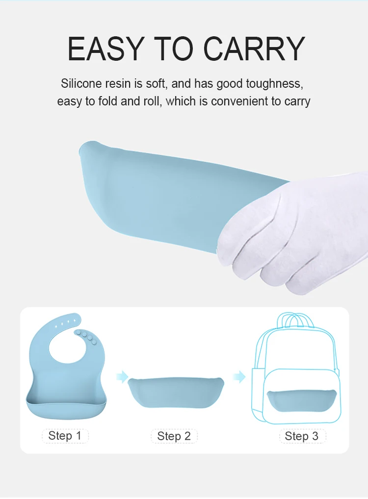 Wholesale Customizable Comfortable Soft Bpa Free Silicone Food Grade Easily Clean Waterproof Adjustable Baby Silicone Bib