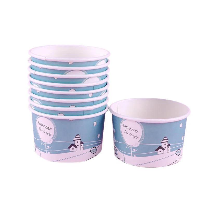 Disposable Ice Cream Cup with Spoon Can Be Customized Patterns Dinner Spoon Spoons Plastic 1000 Pcs with CE / EU Certification