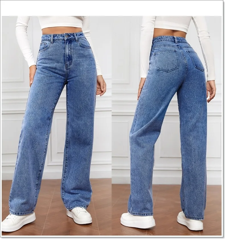 Women Jeans 2024 Wholesale High Waist Washed Casual Women Jeans High Quality Fashion Long Style Jeans Trousers For Women