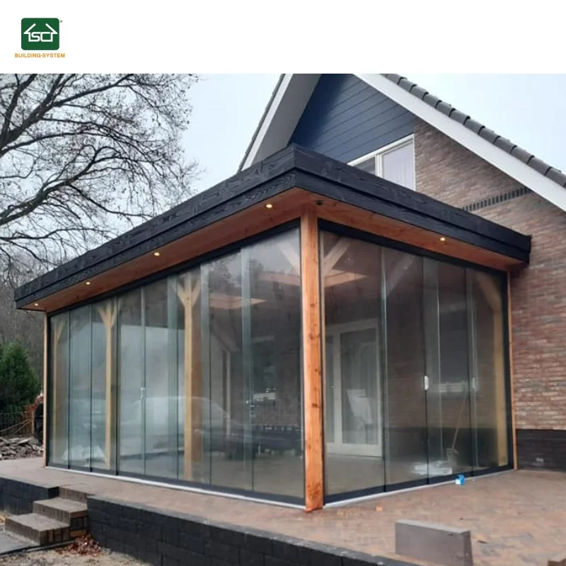 CE Approved Customized sliding glass wall/frameless sliding door/sliding glass door wall for wooden veranda designs