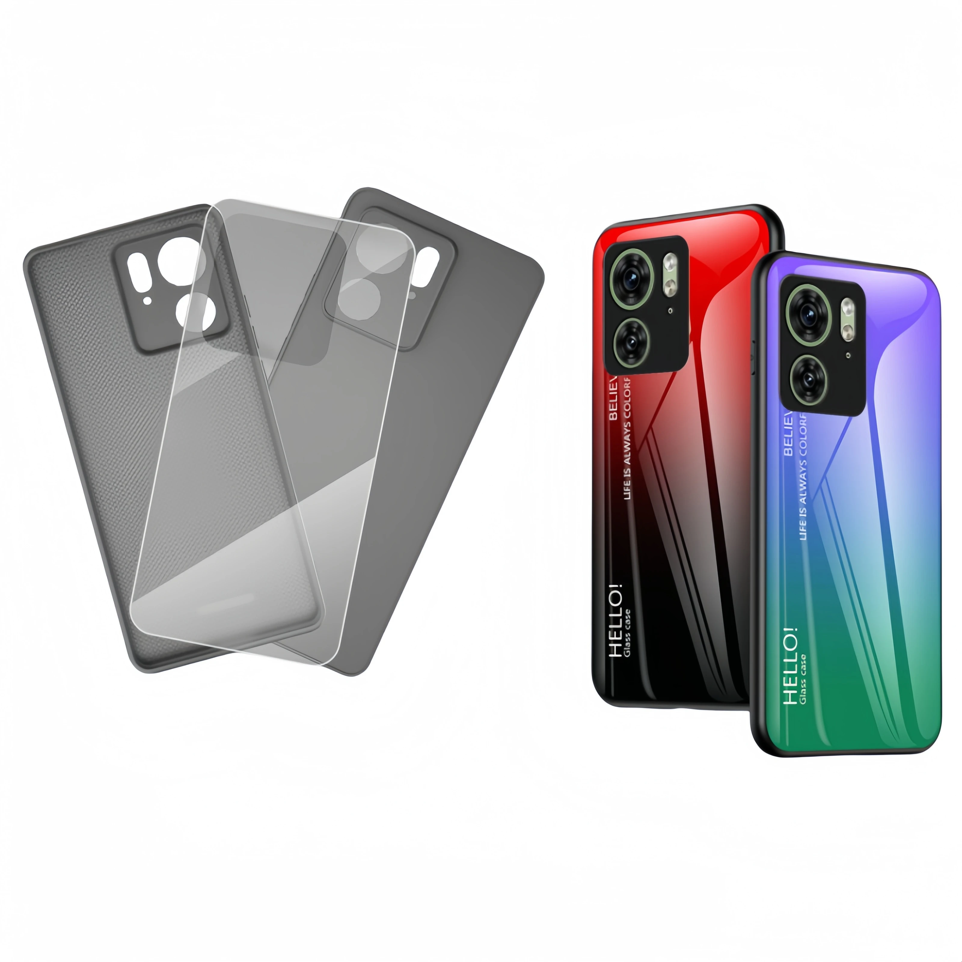 DIY Customized UV Printable TPU + PC + Tempered Glass 2 in 1 Sublimation Blank Phone Case for motorola Series