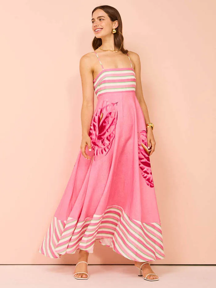 QZ45508  New 2024 European Chic Vintage Print Spaghetti Strap Ethnic Dress Print Women Dresses Clothing 9