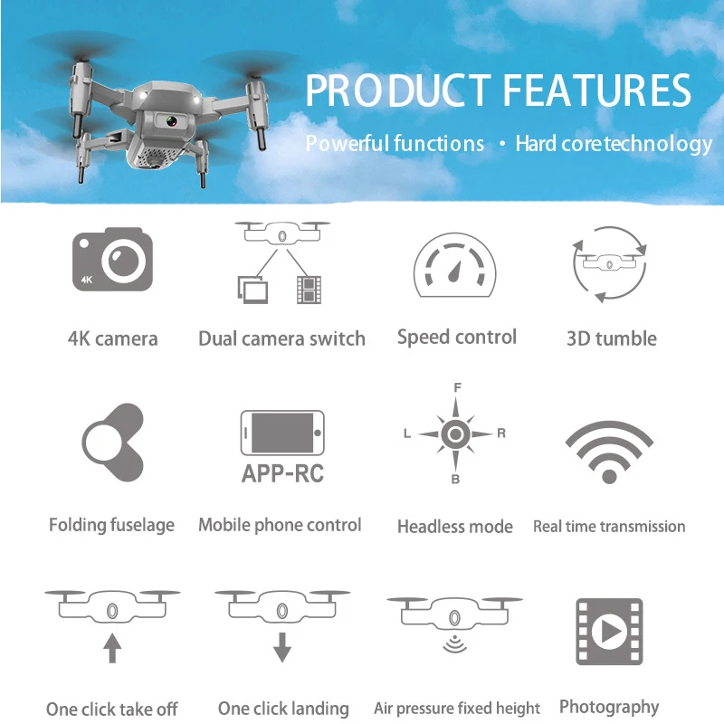 Q12 a drone cheap flight time 30min With dual cameras small dron professionnel 4K HD drone camara