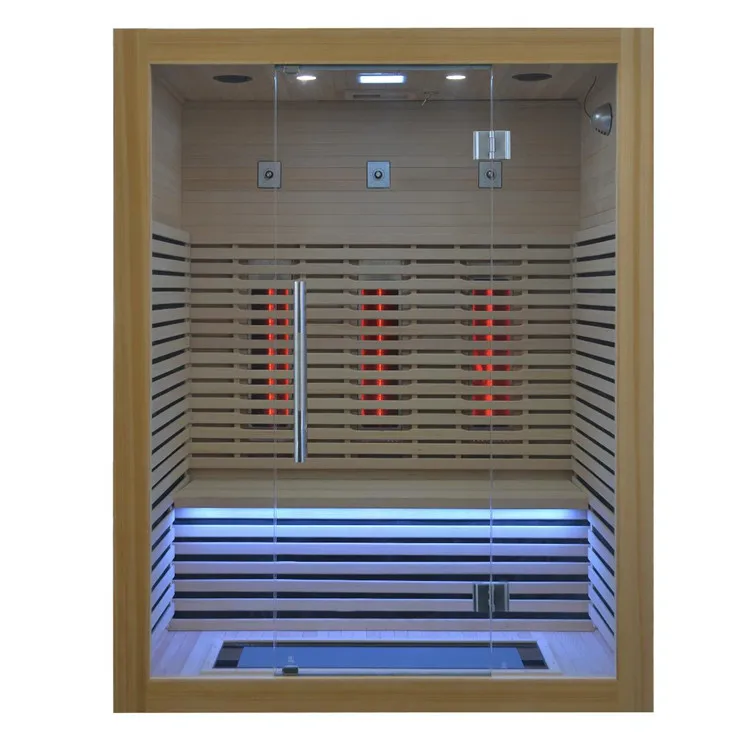 Solid wood 3 person far infrared sauna room for home use