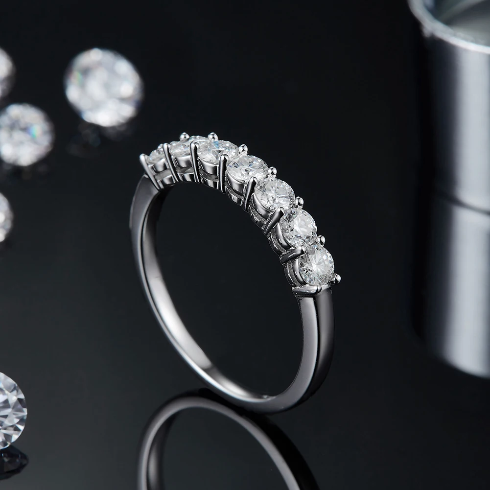 RINNTIN SMR47 Sterling Silver 0.7ct DE VVS 2.2mm Moissanite Lab Created Diamond Eternity Wedding Band  for Women