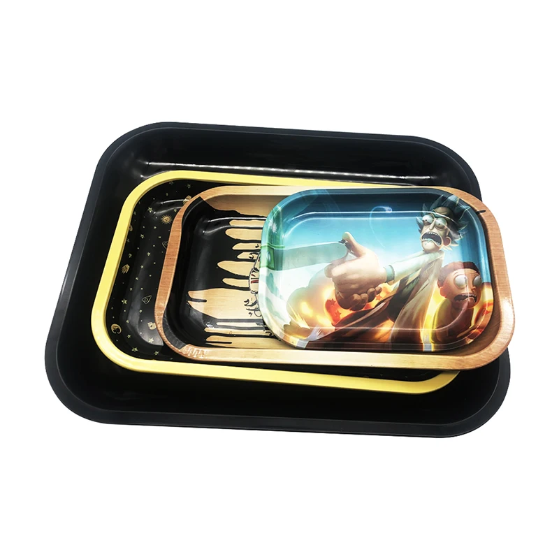 Custom logo printed tin serving tray metal rolling wholesale trays