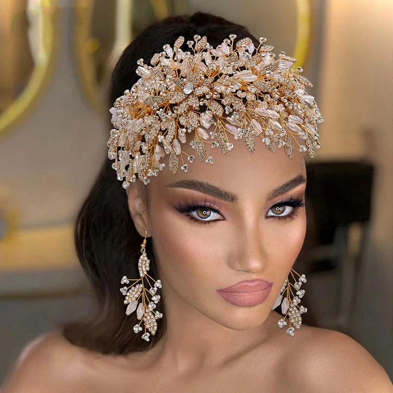 Metal Crystal Bridal Hair Band Bride Crown Bridal Wedding