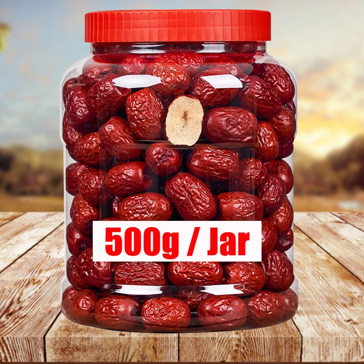 
Factory OEM wholesale 500g jar Red sweet red dates Jujube and dried fruit snacks 