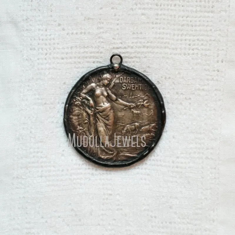 PM37530 Soldered Jewelry Vintage Russian Medallion Medal Given For Hard Work Coin 2 Sided Pendant Gift Ideas