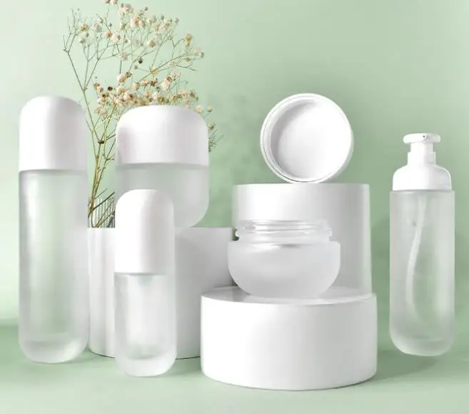 Wooden Cap Pump Lotion Bottle 30ml 50ml 100ml 120ml Skin Care Cosmetic Set 50g Glass Hand Cream Jar with white Cap