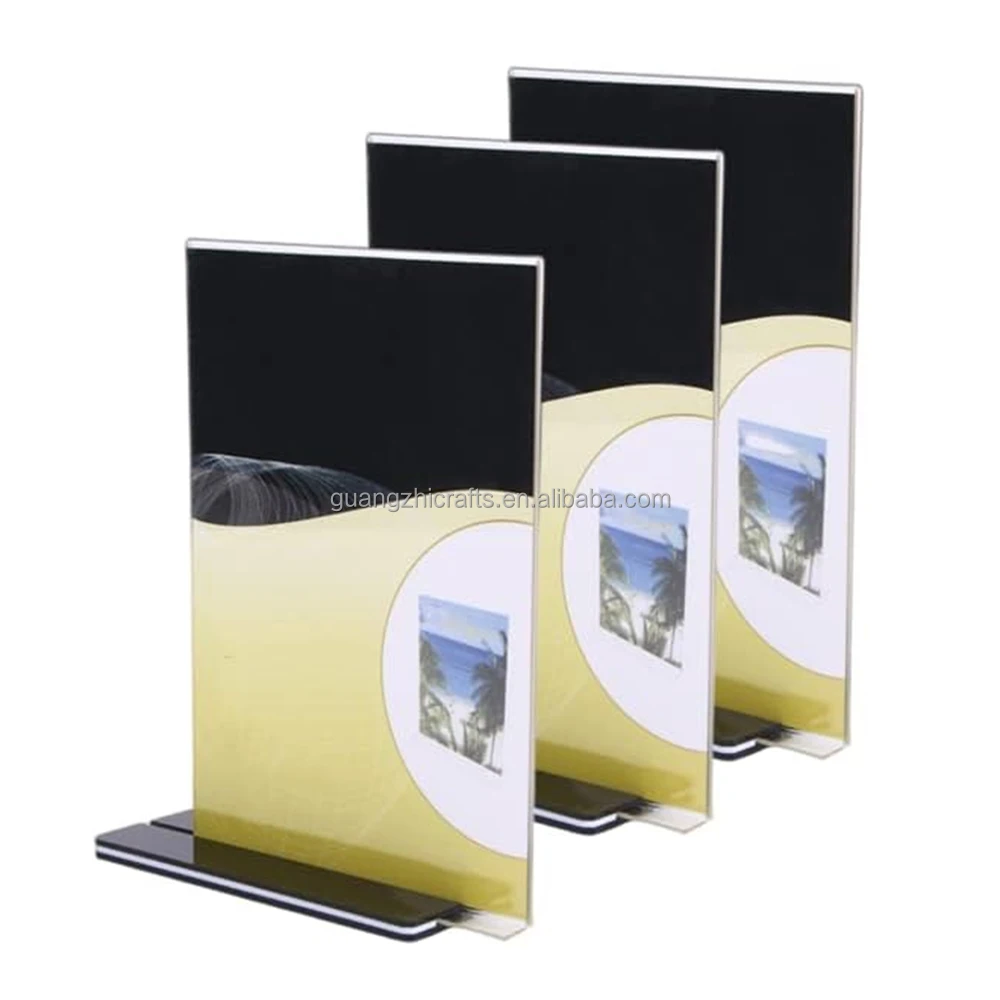 T-Shape Black Base Double-Sided Acrylic Menu Display 5x7 Inch Acrylic Sign Holder