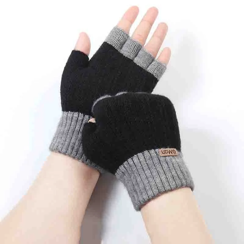 Autumn Winter Korean Touch Screen Riding Racing Gloves Men Knitted Warm Half Finger Motorcycl Racing Online Writing Plush Gloves
