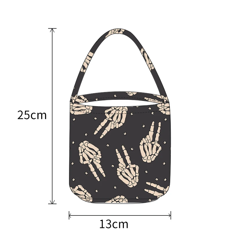 Full Print Kids Halloween Canvas Tote Basket Customize Pattern Children Festival Gift Party Bucket Bags