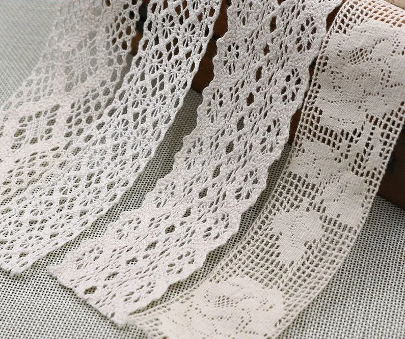 2.5cm Textile Garments Accessories White Custom Decorative Rigid Crochet Cotton Antique Leaf Lace Cording