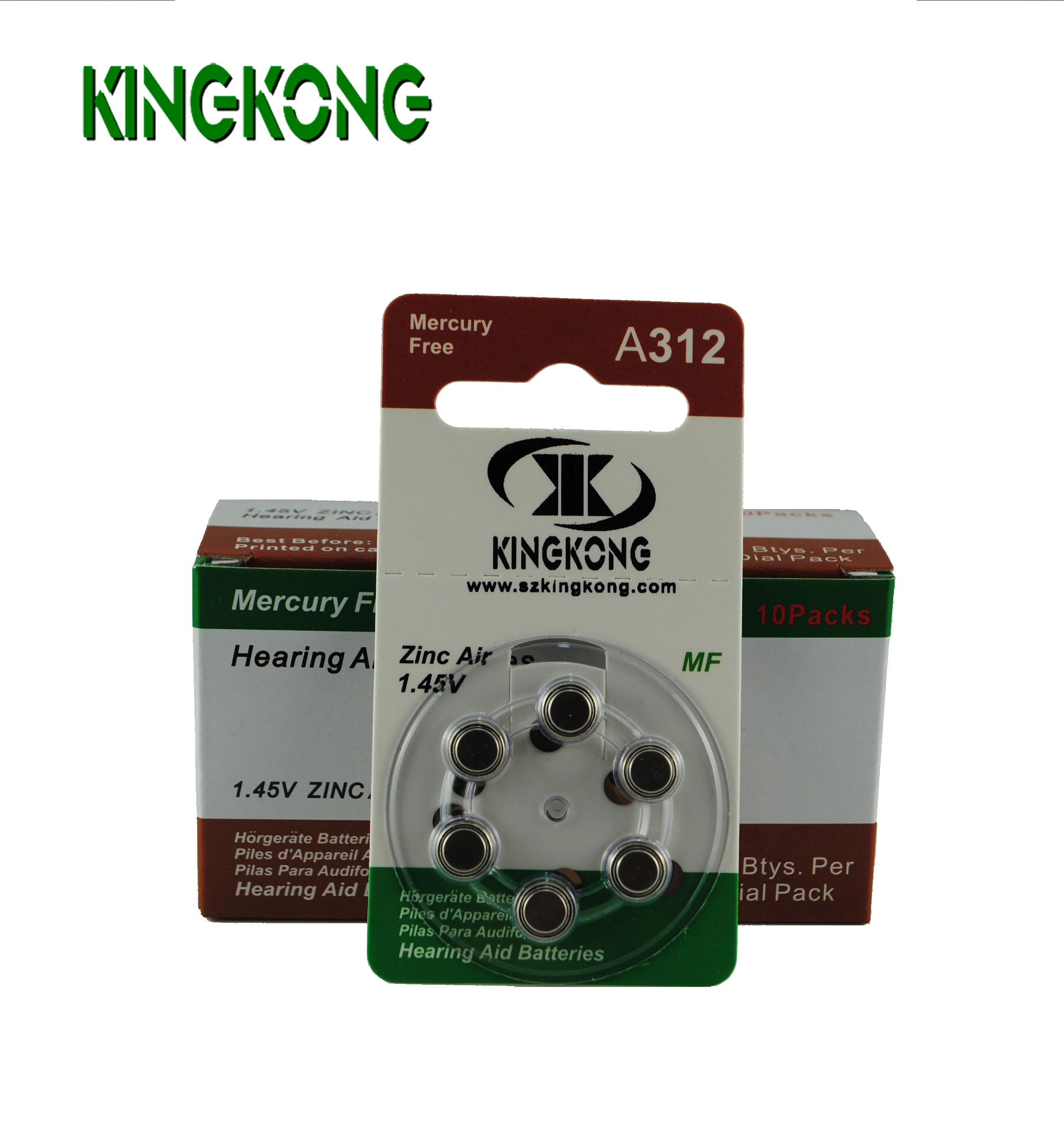 Kingkong brand PR41 A312 1.4v 170mAh zinc air Good Quality Hearing Aid Battery