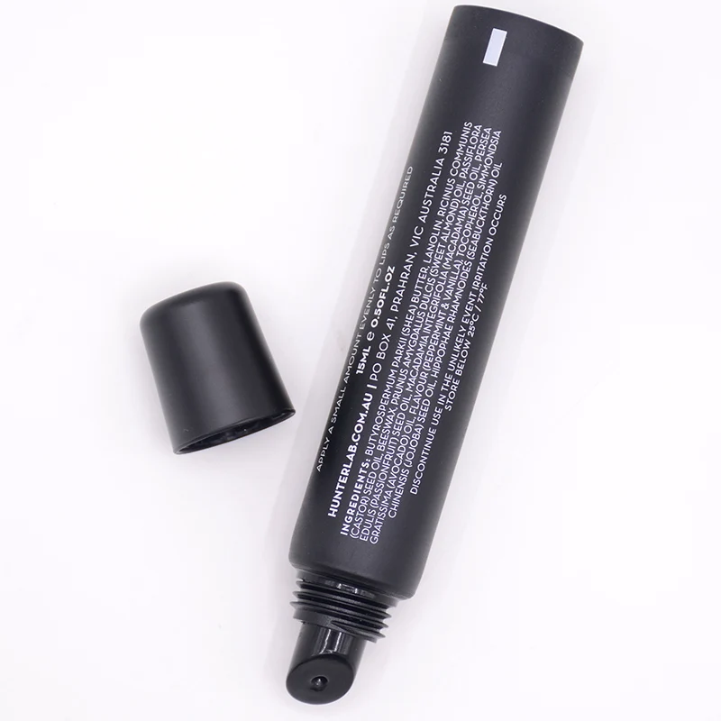 Lip Balm Container Hot Sale Plastic Cosmetic Black Matte Round 15ml Lip Care Round Cap OEM & ODM Aluminum&pe Adjusted ST-03-19