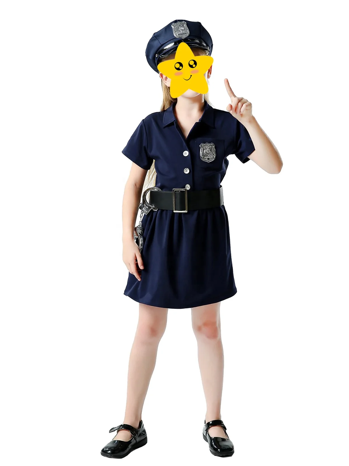Kids Police Officer Costume Kids Cop Outfit for Halloween Role Play Dress Up