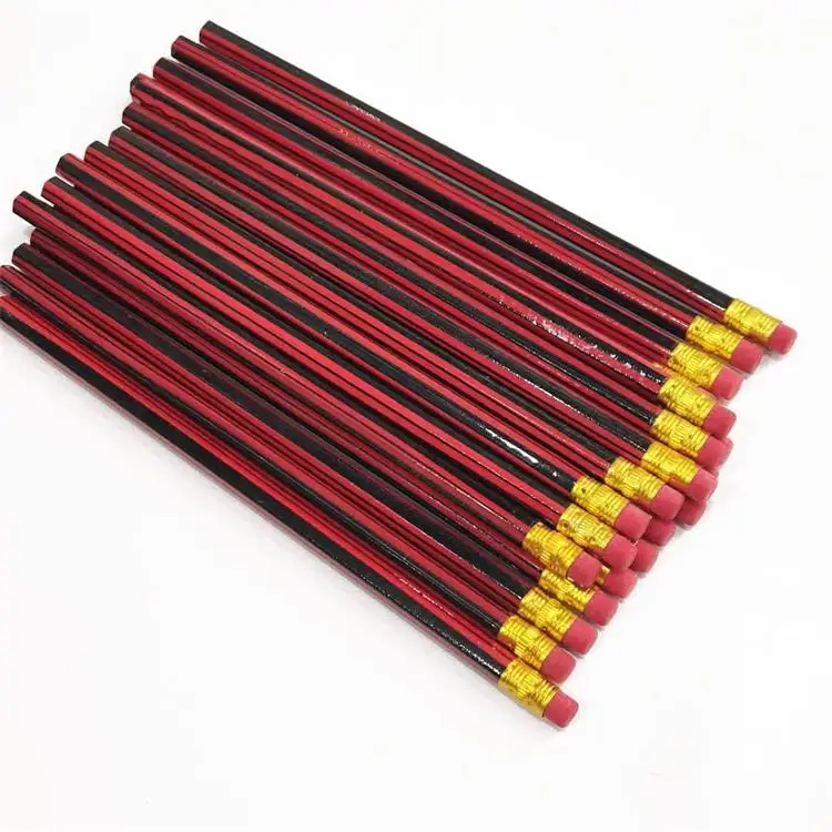 Factory direct sale 7 inch HB black lead student & office pencil with red eraser
