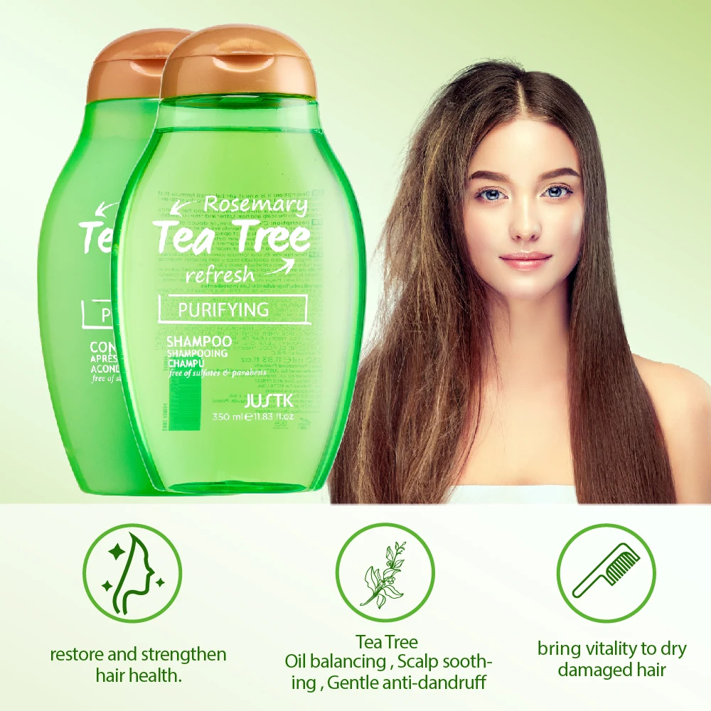 Organic pH Neutral Shampoos Tea Tree Oil & Rosemary Mint Hair Care Product Set Anti Itching Vegan Anti Dandruff Hair Shampoo