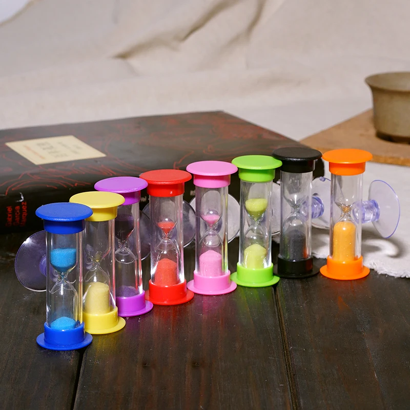 2 and 3 minutes smiling face tooth hourglass colorful brushes teeth sand clock timer