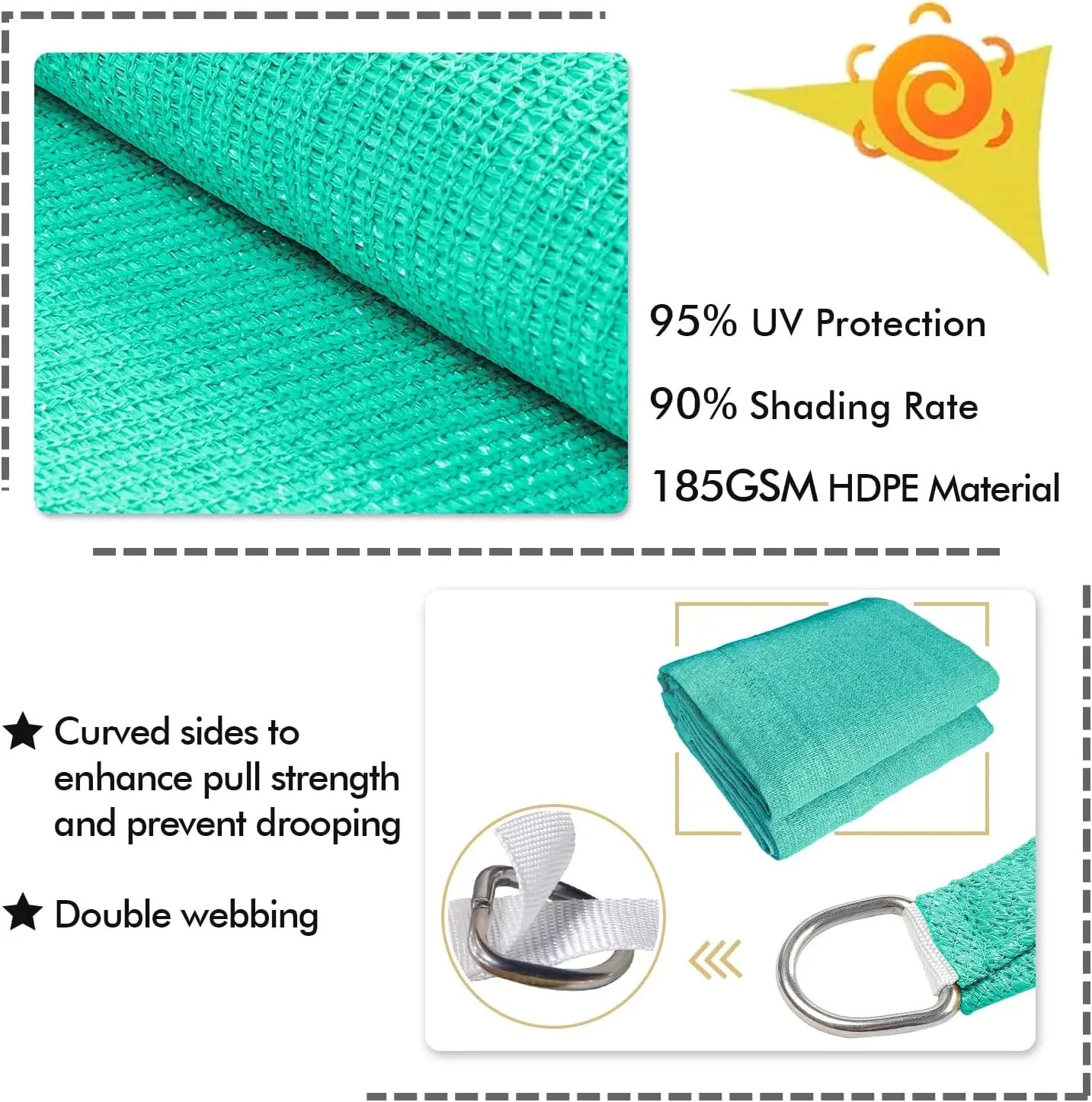 outdoor waterproof sun shade sail polyester material uv stabilized sun shading sail