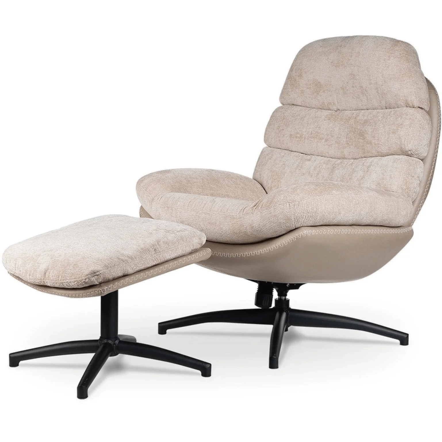 SANS Upholstered Swivel Leisure Accent Chair with Ottoman Adjustable Height Modern Rocking Chair