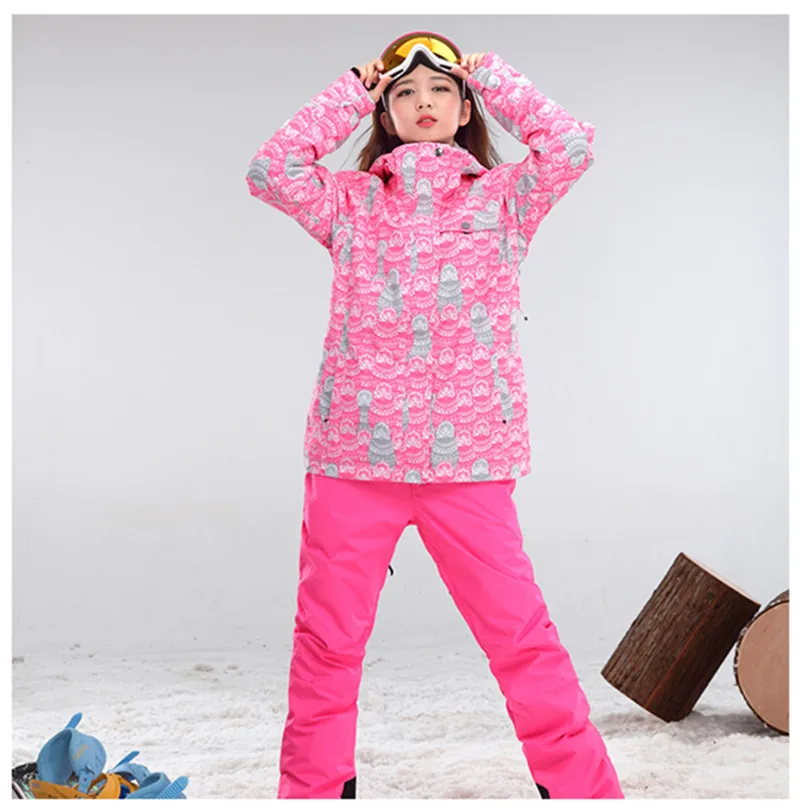 Winter Warm Ski Suit Siamese Double Board Adult Windproof Waterproof Women  Ski Outdoor Jumpsuit