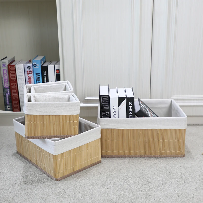  Practical and eco-friendly set 6 home storage bamboo baskets weaving wholesale