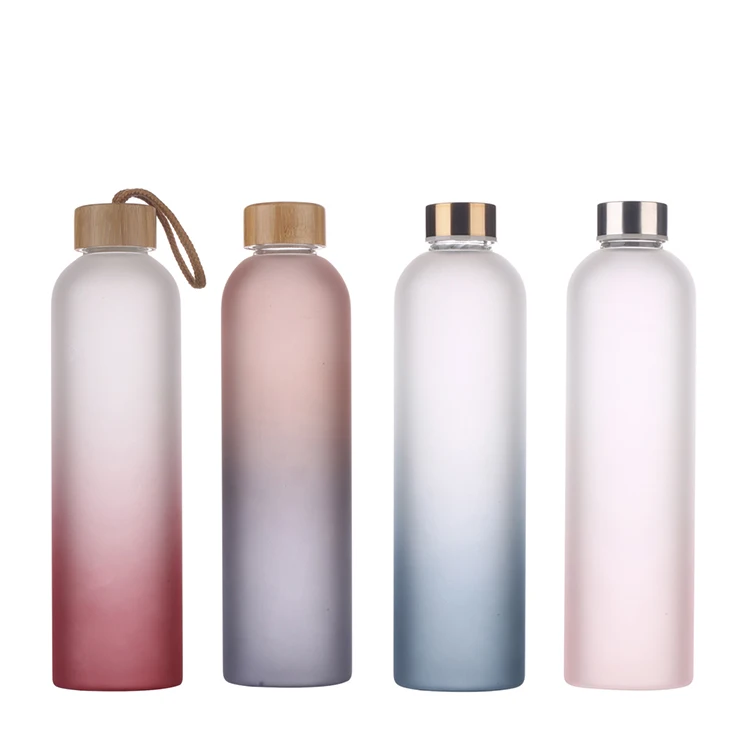 25 oz 1L 1000ML  Leak Proof  Borosilicate  frosted  Glass Water Bottle