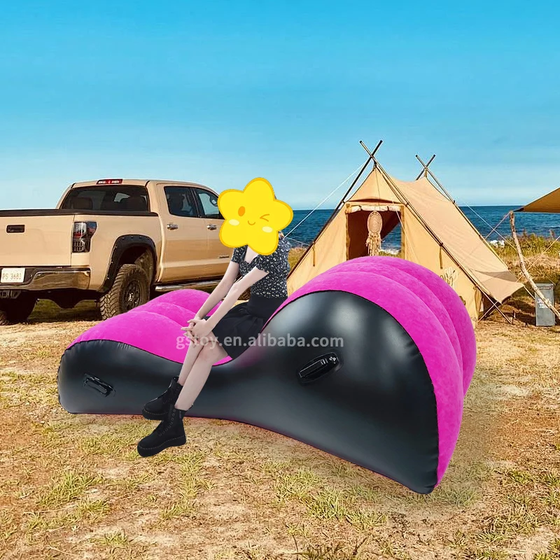 PVC flocked lover sexy air bed sofa blow up S shaped lounger inflatable love sofa