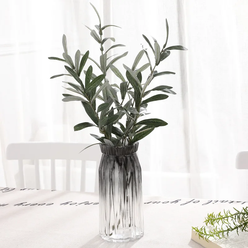 Real Touch Decorative Artificial Silk Olive Olive Leaf Branch Long Stem