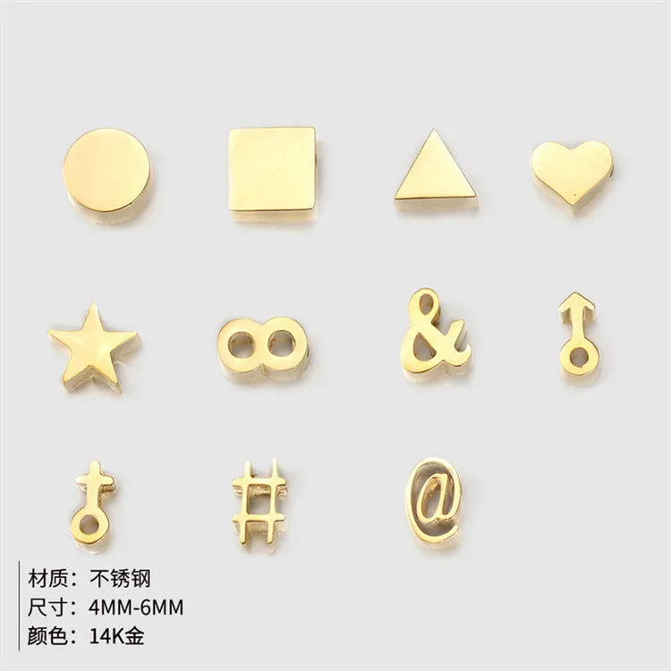 SP High Quality Jewelry Accessories DIY 14K Gold Stainless Steel Heart Symbol Charm Pendant