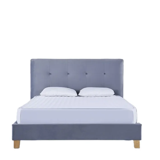Modern factory price linen fabric bed frame solid wood platform wholesale Bed