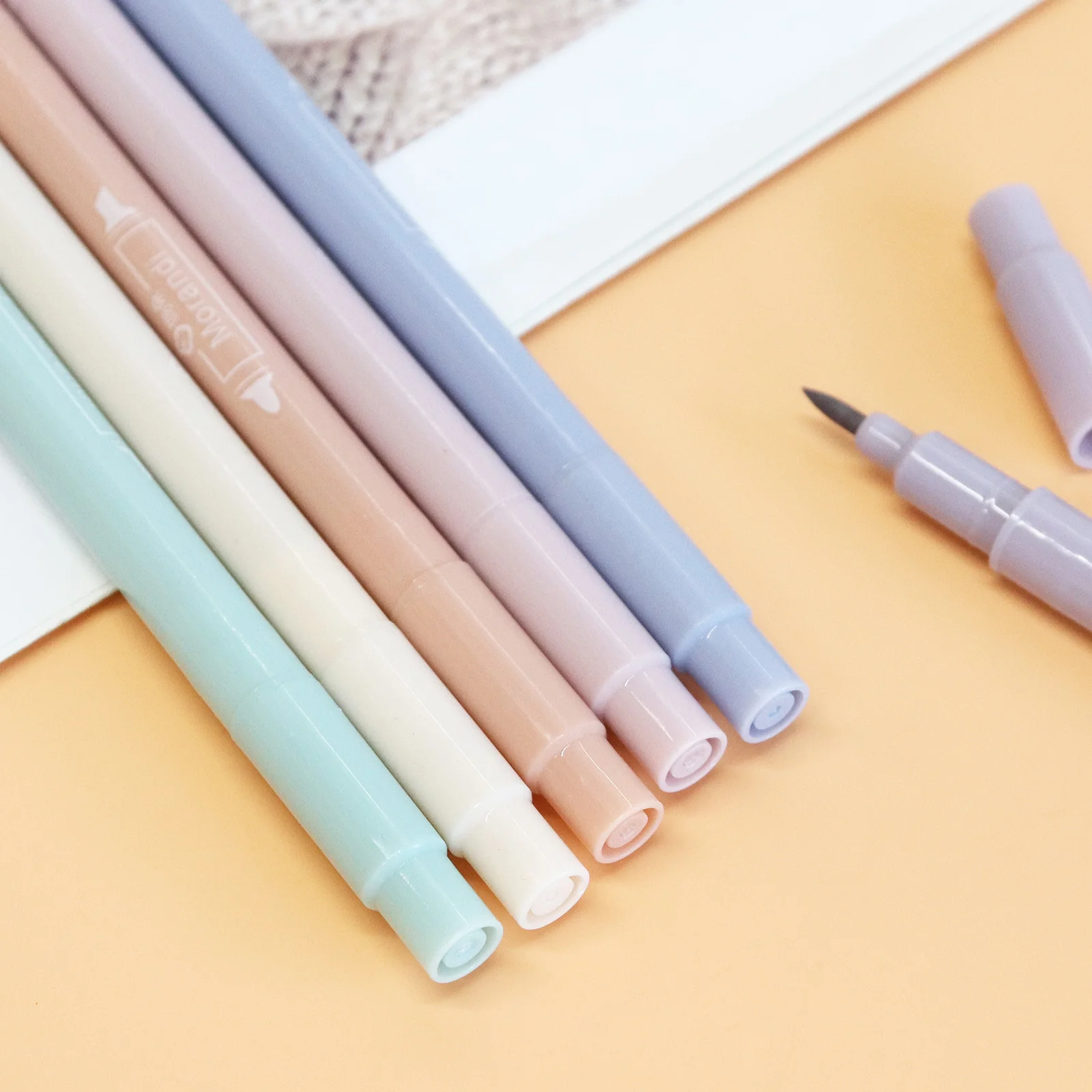 Cheap Price DIY Cream 6 Colors Students Stationery set Soft Head Dry Colorful Highlighter Marker Pen