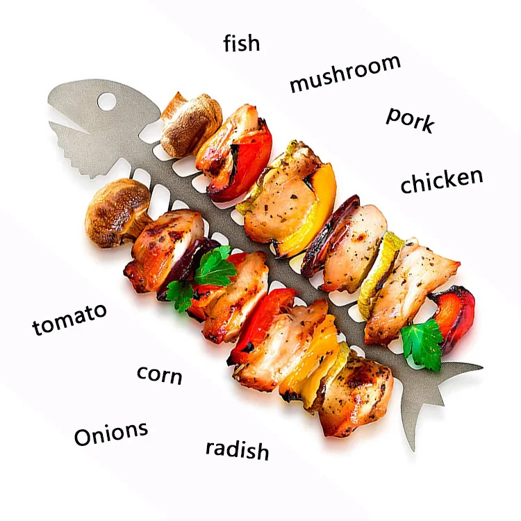 Барбекю-гриль в форме рыбы с 28 шипами вместимостью 14 кухонных блюд для барбекю для мяса, рыбы и овощей