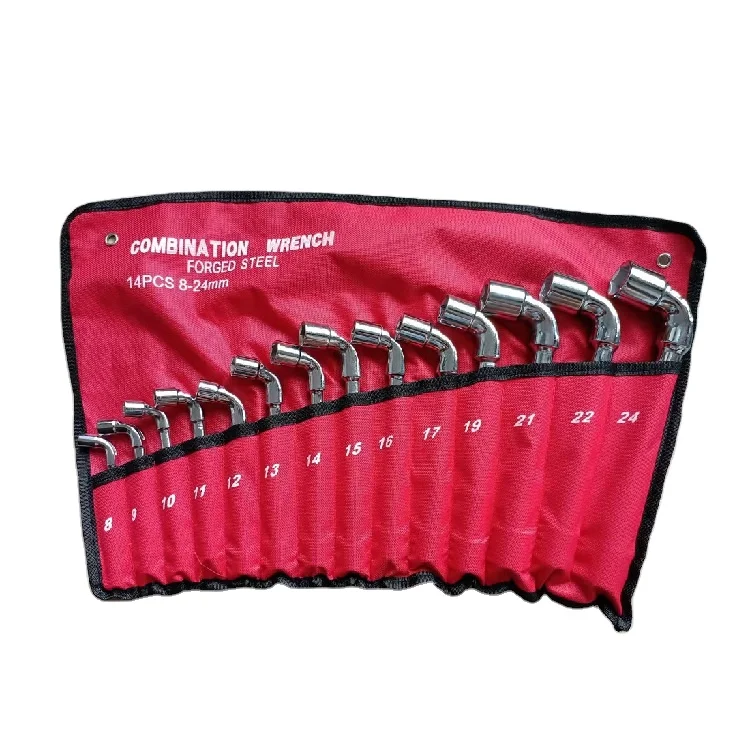 14 Pcs car repair tool set wrench L-shaped sleeve pipe Multifunctional 7-shaped elbow wrench set