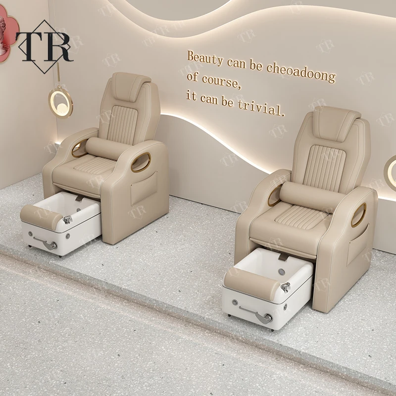 Turri Recline Electric Foot Massage Spa Manicure Pedicure Chair White Plumbless Pedicure Station Chair No Plumbing