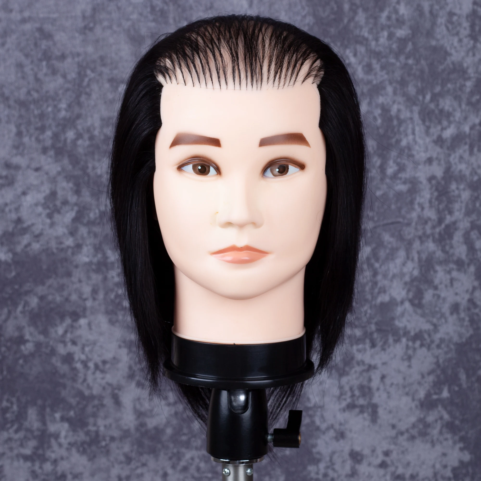 Silicone 100 human hair man training mannequin head realistic wall mounted luxury male mannequin head pvc for barbers