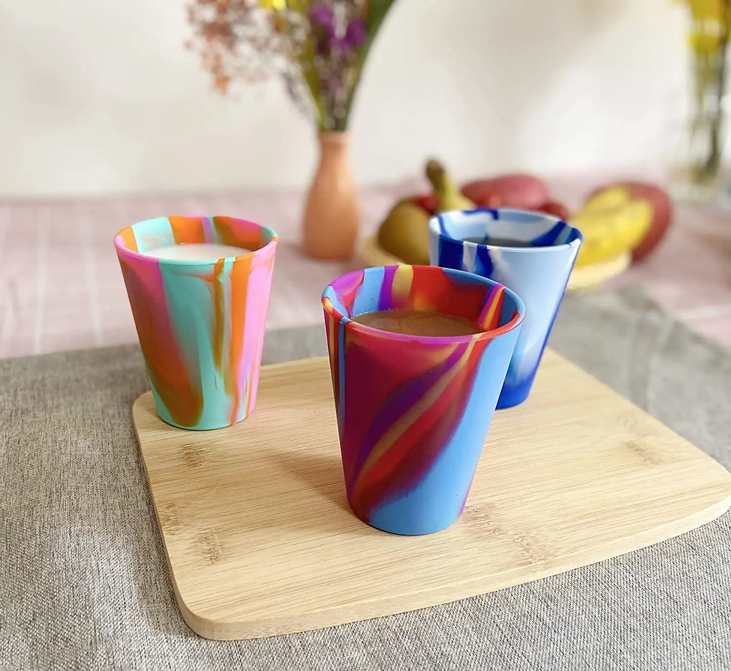 
Hot Selling Custom Portable Eco Friendly Tie Dye Silicone Wine Water Bottle Cup 