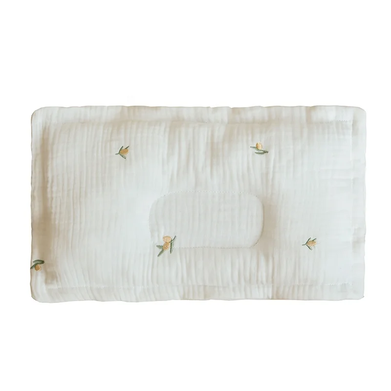 New Arrival Soft Breathable Gauze Cartoon Embroidery New Born Baby Pillow
