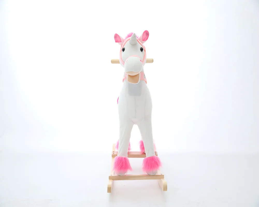 27*16*30cm promotional customized baby brown plush rocking horse toy with saddle&wheels