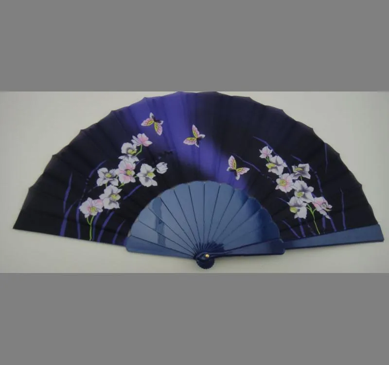 23cm cotton fabric fan with plastic handle