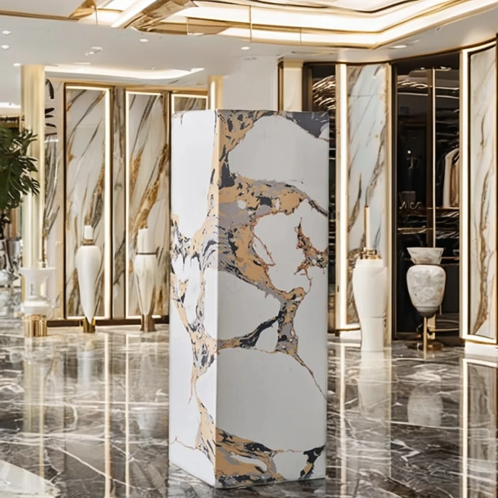 Fish maw gold marble designer private high-end custom Italian large living room base atmospheric light luxury home hotel villa