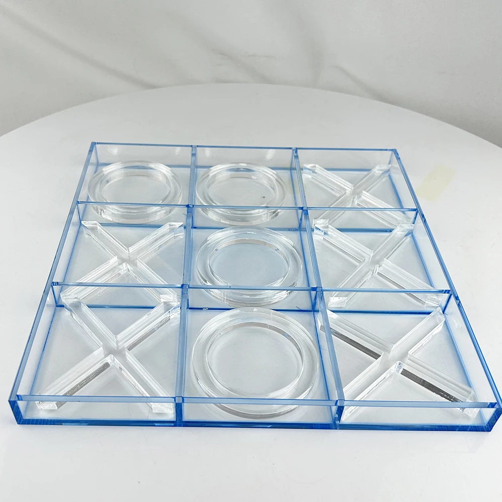 Blue Acrylic Tic Tac Toe Game set Custom Color Lucite Acrylic XO Board Game
