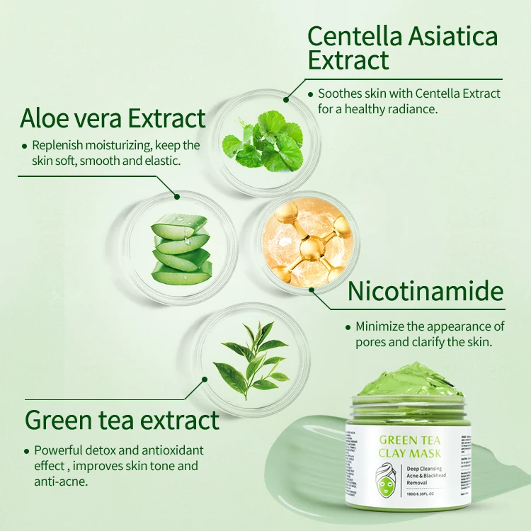 Beauty deep cleanse purifying acne super matcha face maskss green tea cleansing clay mask