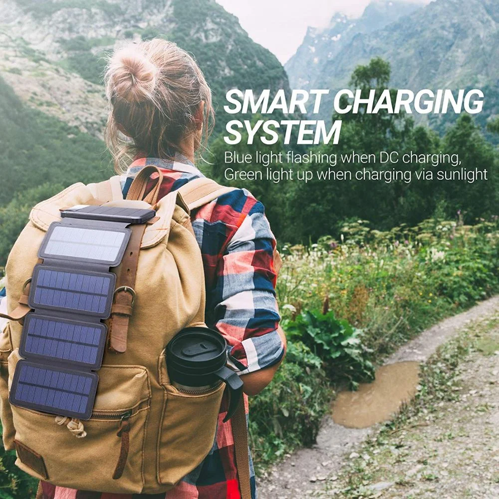 2 in 1 Detachable Solar Power Bank 10000mAh Portable Solar Panel Foldable Waterproof Outdoor Solar Charger Power Bank