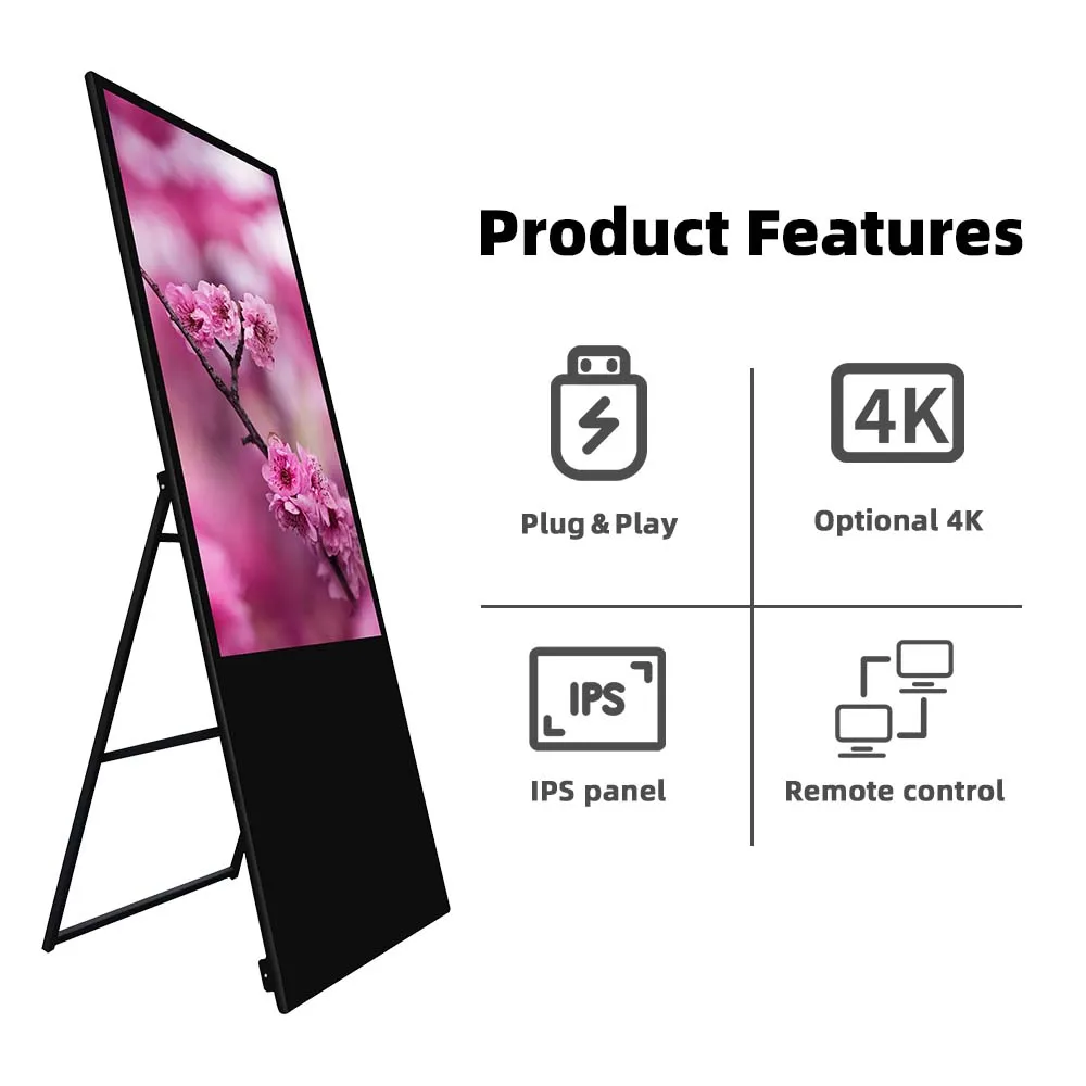 Indoor Movable LCD Digital Signage 43 Inch Portable Advertising Display LCD Advertising Display Portable Kiosk