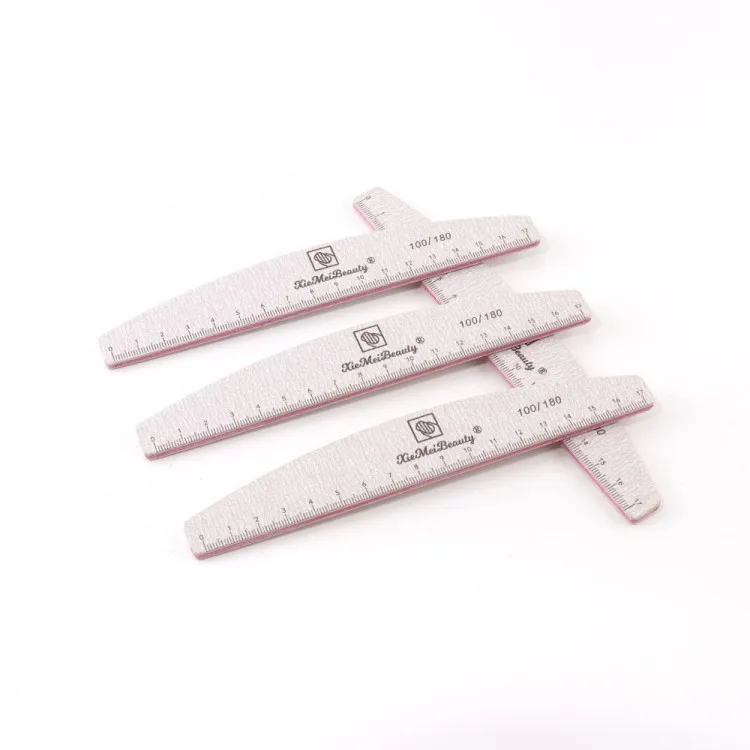 Профессиональная 100/180 полумесяц Grey Zebra пилка для ногтей с высокой устойчивостью к истиранию моющаяся линейка пилочка калибровкой шкалы